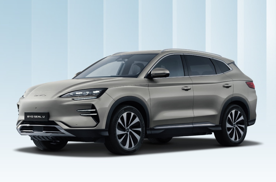 SUV BYD Seal U couleur sable — voiture de luxe hybride rechargeable pour chauffeur privé au Maroc